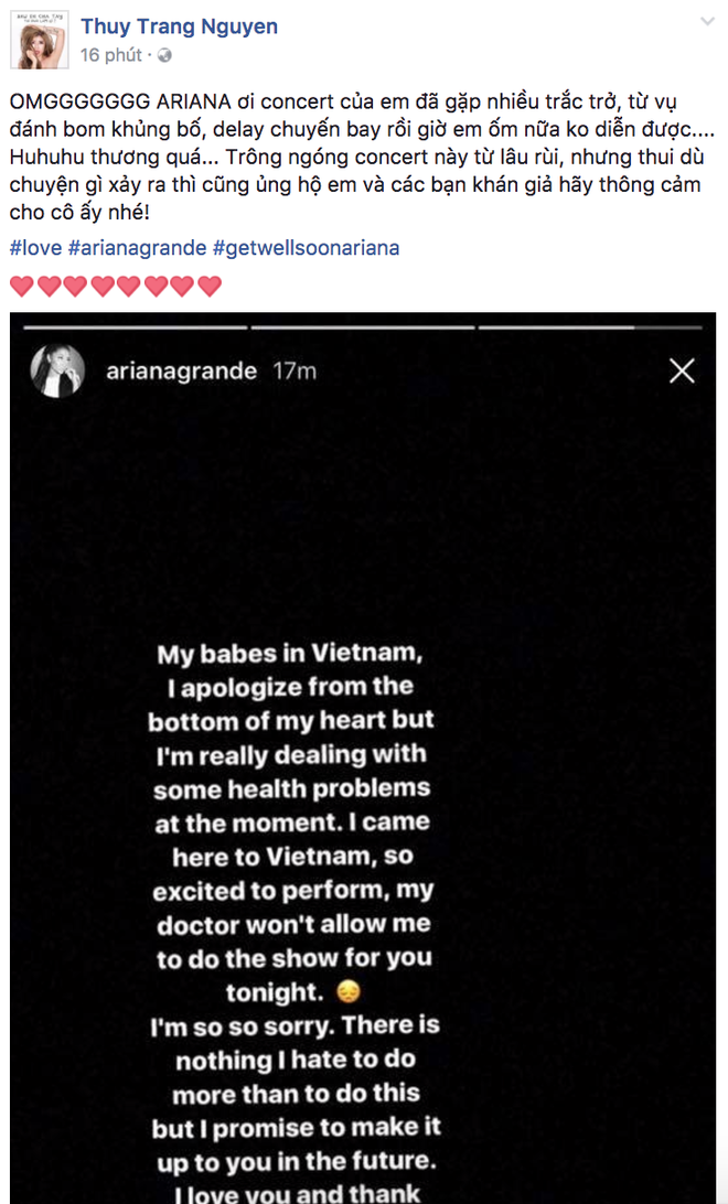 Không chỉ fan, nghệ sĩ Việt cũng sốc trước tin Ariana Grande đột ngột hủy concert trước giờ G - Ảnh 2.