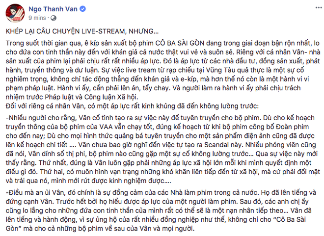 Ngô Thanh Vân công bố chấp nhận lời xin lỗi của người livestream lén phim Cô Ba Sài Gòn - Ảnh 3.