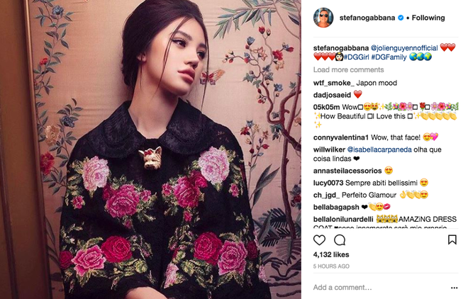 Hoa hậu con nh&agrave; gi&agrave;u Jolie Nguyễn xuất hiện tr&ecirc;n Insta của NTK Gabbana v&agrave; được khen hết lời v&igrave; qu&aacute; xinh - Ảnh 1.