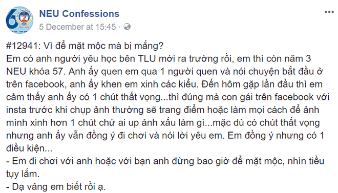 Để mặt mộc đi chơi, c&ocirc; g&aacute;i phải xin lỗi khi bạn trai hắt hủi v&igrave; l&agrave;m mất mặt - Ảnh 1.