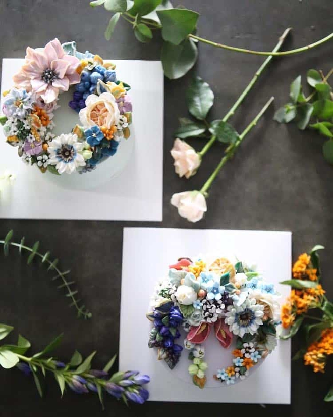 Bộ sưu tập b&aacute;nh cưới hoa cỏ đẹp như thật của đầu bếp H&agrave;n Quốc - Ảnh 17.