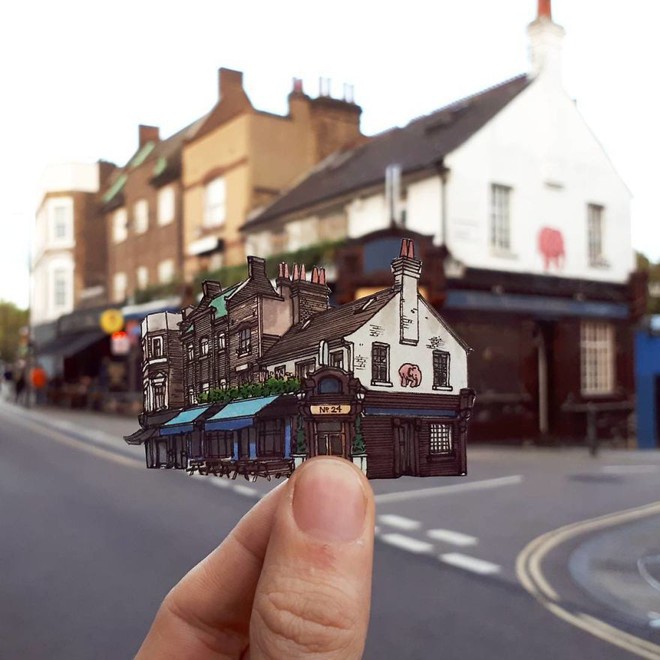 Chàng họa sĩ lang thang khắp London để cắt dán những quán rượu cổ kính - Ảnh 3.