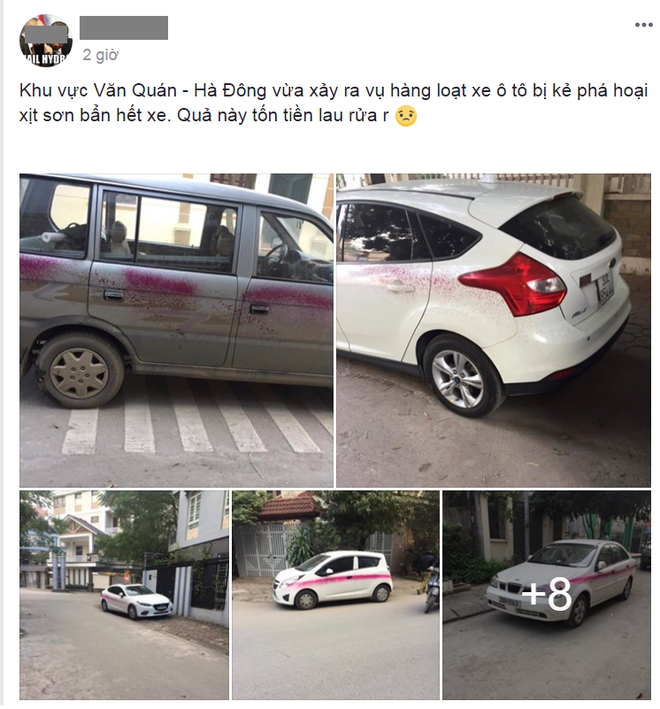 Hàng loạt ô tô bị xịt sơn bẩn tại chung cư Văn Quán, Hà Đông - Ảnh 1.