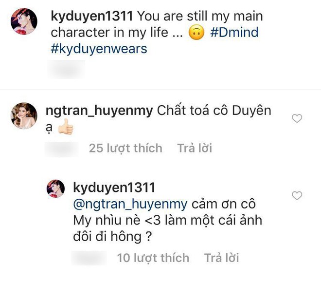 Hậu tin đồn "bằng mặt không bằng lòng", Huyền My vui vẻ khen Kỳ Duyên, thể hiện mối quan hệ tốt đẹp - Ảnh 1.