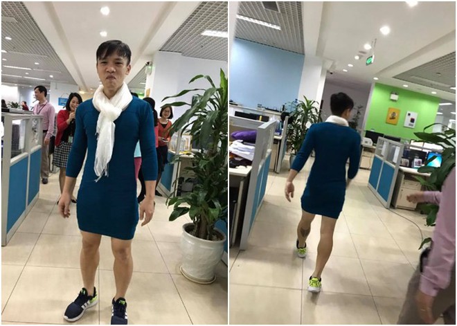 Người Việt Nam nói là làm: Người đàn ông mặc váy của vợ đi làm cả ngày sau khi U23 Việt Nam thắng trận bán kết - Ảnh 5.