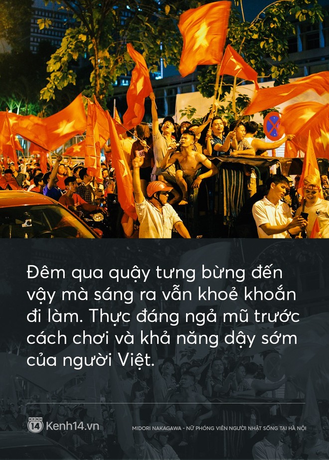 Nữ phóng viên Nhật ngả mũ khi chứng kiến cách ăn mừng U23 của người Hà Nội: Đêm qua quậy tưng bừng vậy mà sáng ra vẫn khoẻ khoắn đi làm! - Ảnh 4.