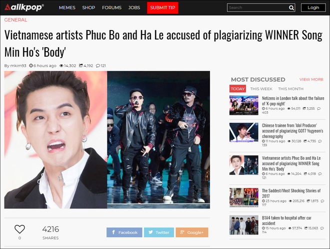 Nghi vấn Phúc Bồ và Hà Lê đạo nhạc Mino (WINNER) bị lên trang tin Kpop lớn - Ảnh 1.