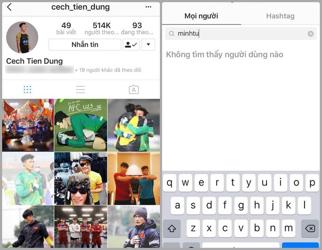 Thủ môn Bùi Tiến Dũng đã hủy theo dõi Minh Tú trên Instagram - Ảnh 2.