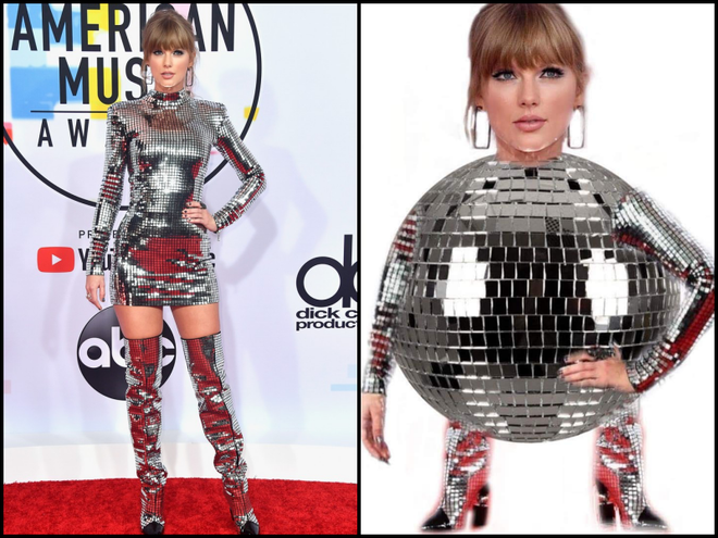 Nếu để gọi tên bộ trang phục của Taylor Swift tham dự AMA 2018 thì đó hẳn phải là quả cầu disco - Ảnh 5.
