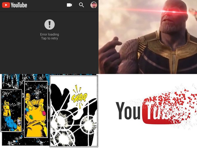 Youtube sập trên toàn cầu, anh khoai tím Thanos bị fan Marvel réo tên - Ảnh 9.