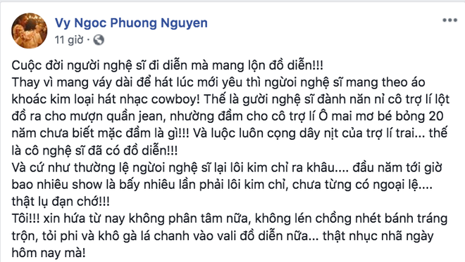 Mang nhầm đồ diễn, Phương Vy muối mặt mượn quần của trợ lý may vá trong cánh gà trước giờ lên sân khấu - Ảnh 1.