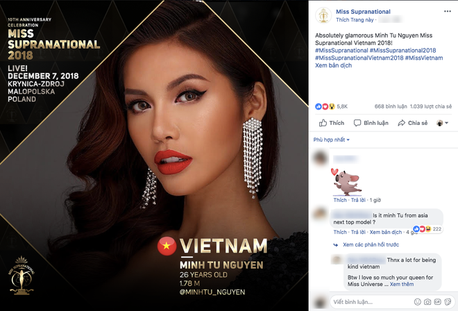 Minh Tú chính thức xuất hiện trên fanpage của Miss Supranational, dân mạng quốc tế hết lời khen ngợi - Ảnh 1.