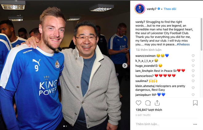 Leicester City nhận lời chia buồn s&acirc;u sắc từ truyền th&ocirc;ng v&agrave; c&aacute;c đội b&oacute;ng - Ảnh 4.