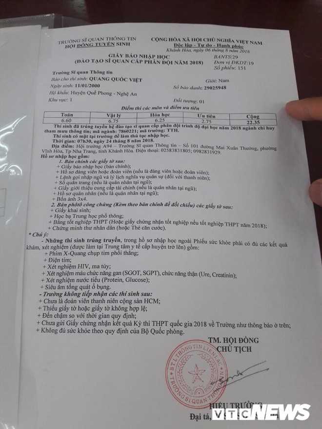 Bị trường Sỹ quan Thông tin trả về địa phương với nhiều uẩn khúc, nam sinh viên kêu cứu - Ảnh 1.