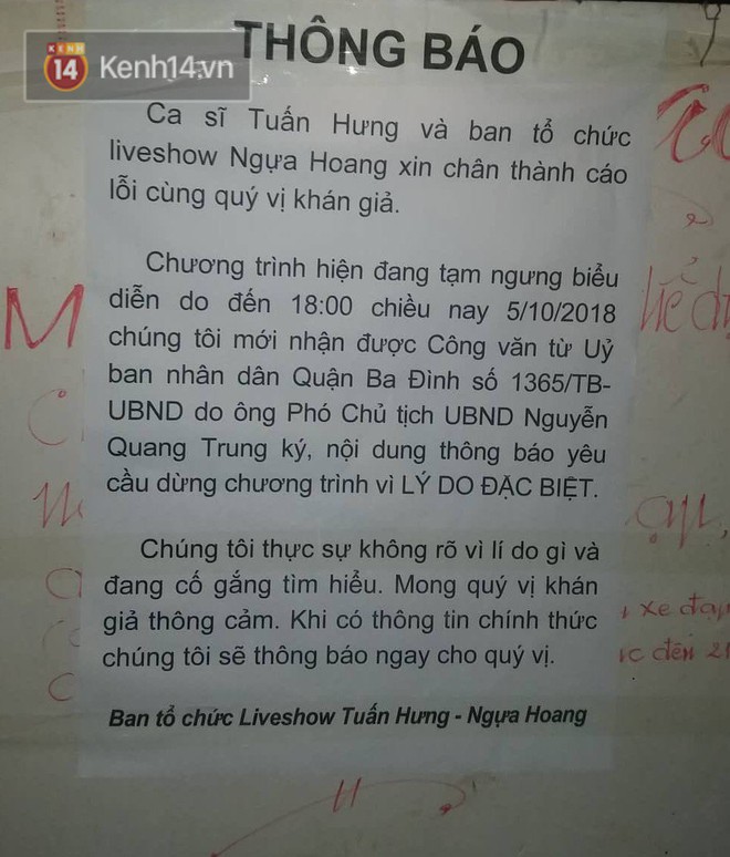 Liveshow Tuấn Hưng kỷ niệm 20 năm đi hát bị hoãn ngay trước giờ diễn - Ảnh 2.