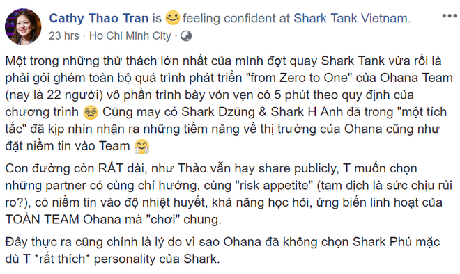 Bị nói gọi được vốn trong Shark Tank nhờ xinh đẹp, nữ CEO 9X lên Facebook chia sẻ suy nghĩ - Ảnh 3.
