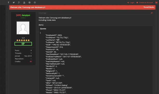 Hacker lại tuyên bố có dữ liệu của FPT Shop và Con Cưng - Ảnh 1.