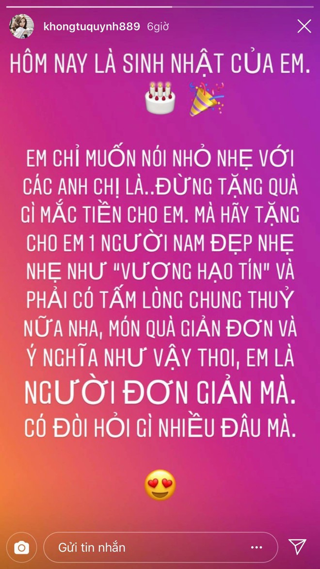 Khổng Tú Quỳnh chia sẻ khiến dân tình tin cô đã chia tay Ngô Kiến Huy - Ảnh 1.