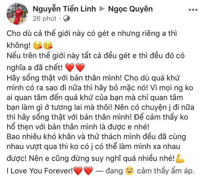 Trước thềm AFF Cup, tiền đạo ĐT Việt Nam gửi bức thư đậm ngôn tình cho bạn gái hot girl - Ảnh 1.