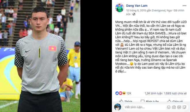 Tâm thư tha thiết của Lâm Tây 3 năm trước: Muốn về Việt Nam thử việc cho U23, nếu không được sẽ về Nga và không phiền nữa đâu - Ảnh 1.