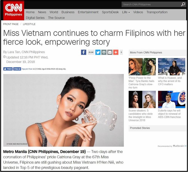 H&agrave;ng loạt b&aacute;o quốc tế hết lời khen ngợi H&rsquo;Hen Ni&ecirc; sau th&agrave;nh t&iacute;ch tại Miss Universe 2018 - Ảnh 1.