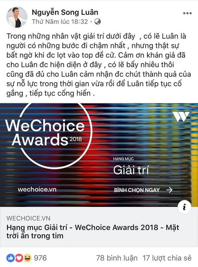 Sao Vbiz t&iacute;ch cực chia sẻ v&agrave; k&ecirc;u gọi b&igrave;nh chọn tại Wechoice Awards 2018 - Ảnh 9.