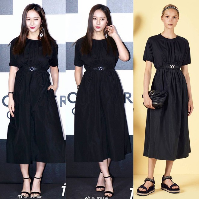 Diện đồ đen to&agrave;n tập, Krystal c&oacute; phần mờ nhạt trước Trương Thi&ecirc;n &Aacute;i ở buổi triển l&atilde;m tại Milan Fashion Week - Ảnh 4.