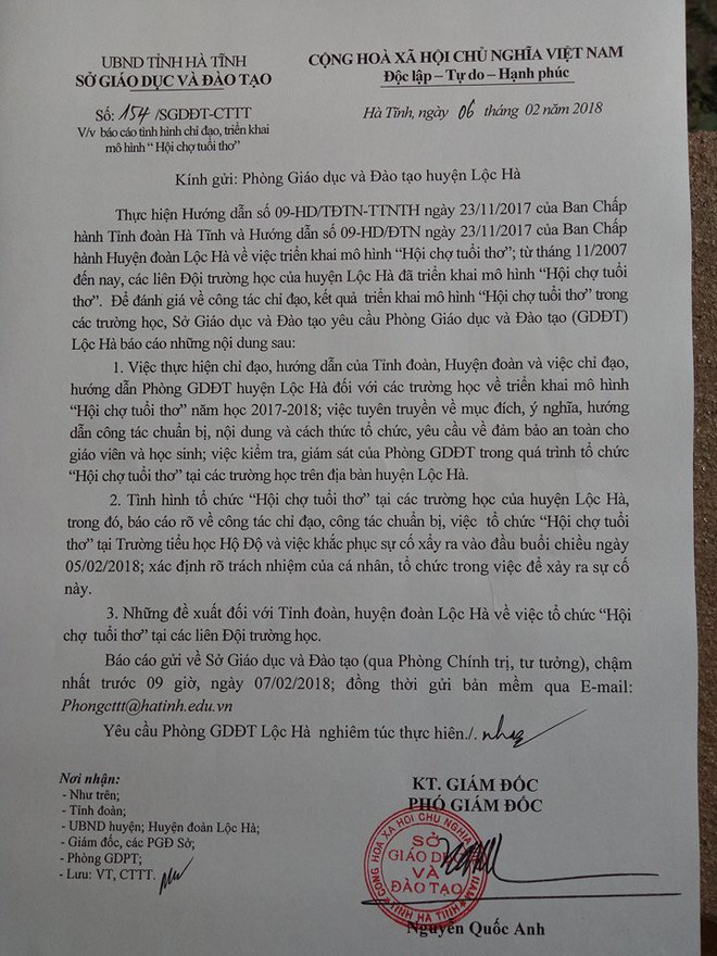 Sở GD&ĐT H&agrave; Tĩnh y&ecirc;u cầu l&agrave;m r&otilde; tr&aacute;ch nhiệm về sự cố nổ b&igrave;nh gas khiến 7 học sinh bị bỏng nặng - Ảnh 1.