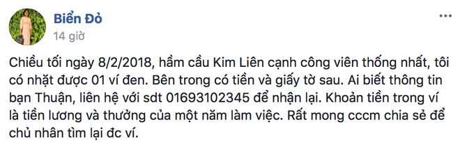 Tin ấm l&ograve;ng: Lại th&ecirc;m một thanh ni&ecirc;n l&agrave;m rơi hết tiền d&agrave;nh dụm ăn Tết được người tốt trả lại to&agrave;n bộ - Ảnh 1.