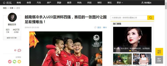 Hàng loạt trang báo lớn Trung Quốc ngợi khen chiến thắng lịch sử của đội tuyển U23 Việt Nam - Ảnh 3.