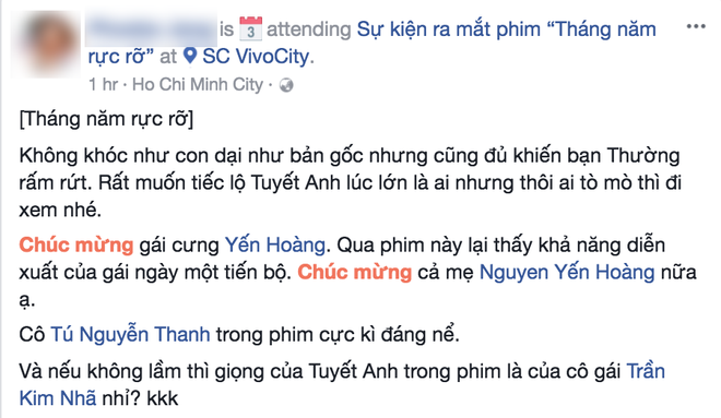 Sau buổi công chiếu, cả facebook đã tràn ngập lời khen dành cho Tháng Năm Rực Rỡ - Ảnh 4.