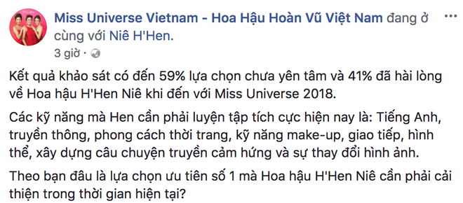 Qu&aacute; nửa người tham gia khảo s&aacute;t chưa y&ecirc;n t&acirc;m khi HHen Ni&ecirc; đến với Miss Universe 2018 - Ảnh 1.