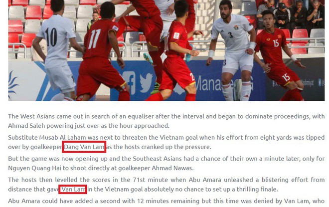Trang chủ AFC nhầm tên người hùng của đội tuyển Việt Nam - Ảnh 1.