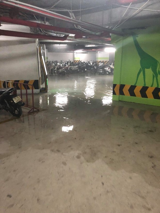 H&agrave; Nội: Hệ thống đường ống nước gặp sự cố, hầm gửi xe chung cư l&ecirc;nh l&aacute;ng nước - Ảnh 1.