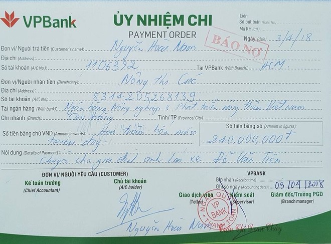 Doanh nhân Nguyễn Hoài Nam đăng tờ biên lai đã chuyển 240 triệu cho vợ tài xế Tiến - Ảnh 2.