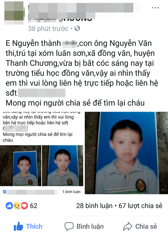 Thông tin học sinh tiểu học bị bắt cóc ở Nghệ An chỉ là nhầm lẫn - Ảnh 1.