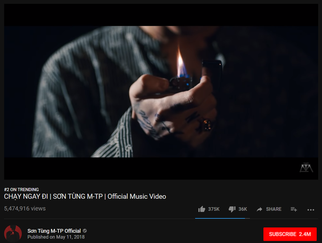 Sau 10 tiếng, MV Chạy Ngay Đi của Sơn T&ugrave;ng M-TP lọt Top 10 video được xem nhiều nhất thế giới - Ảnh 2.