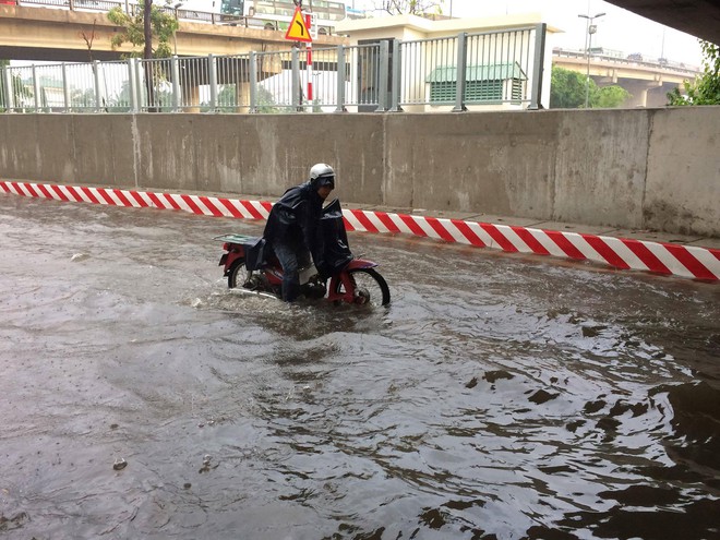 Sau cơn mưa, hầm chui ở trung tâm Sài Gòn ngập nước khiến xe buýt chết máy - Ảnh 5.