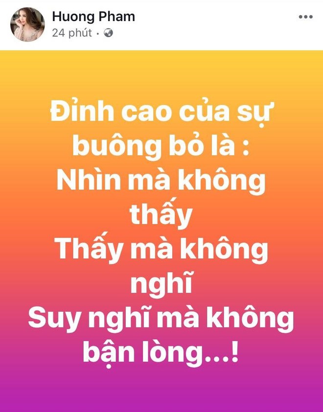 Giữa tin đồn hẹn hò đại gia đang là CEO tại Mỹ, Phạm Hương đăng tải chia sẻ này và lập tức xoá - Ảnh 1.