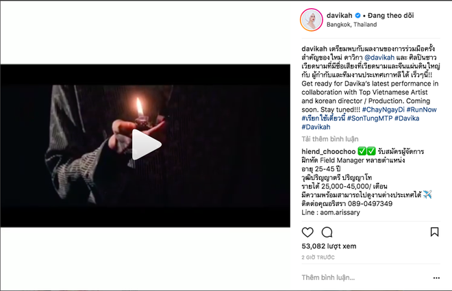 Ma nữ xinh đẹp Davika chia sẻ trailer triệu view của Sơn Tùng M-TP trên Instagram, hé lộ kết hợp ekip Hàn Quốc - Ảnh 4.