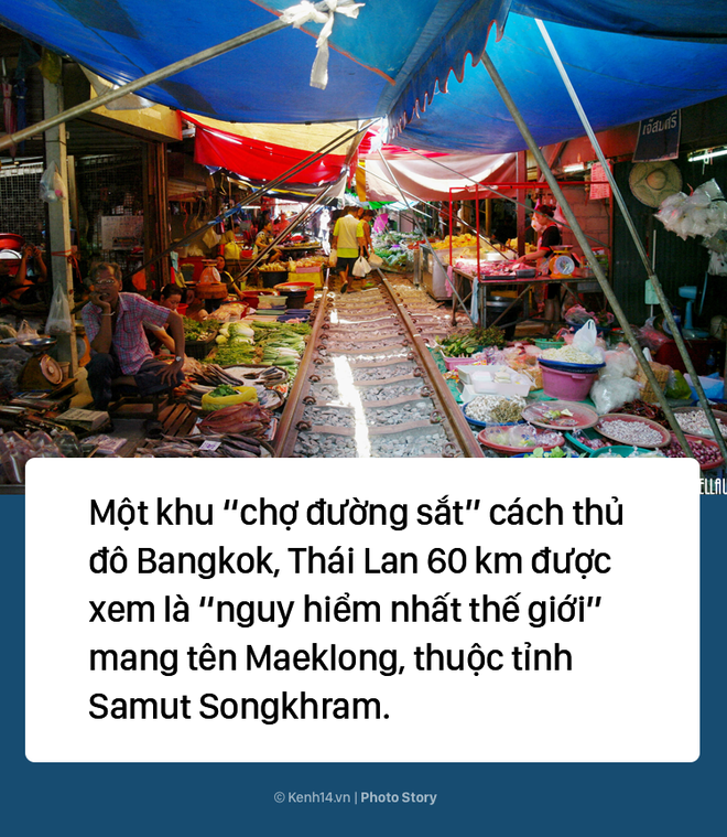 Ở Thái Lan có 1 khu chợ nằm chình ình ngay trên đường ray tàu hỏa - Ảnh 1.