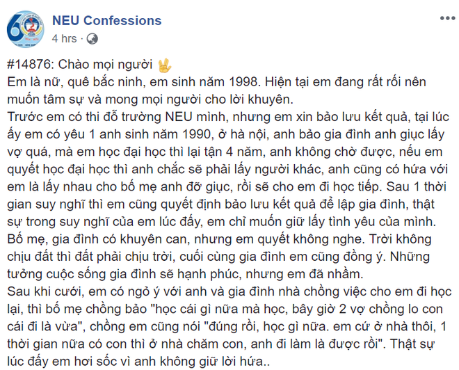 Cô gái trẻ hối hận vì bảo lưu kết quả ĐH để lấy chồng rồi bị hắt hủi vì chỉ ở nhà chăm con vô tích sự - Ảnh 1.