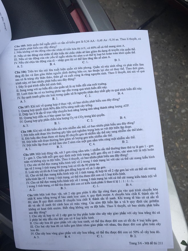 Đề thi môn Sinh học dài và khó! Thí sinh khoanh bừa vì không đủ thời gian làm bài! - Ảnh 3.