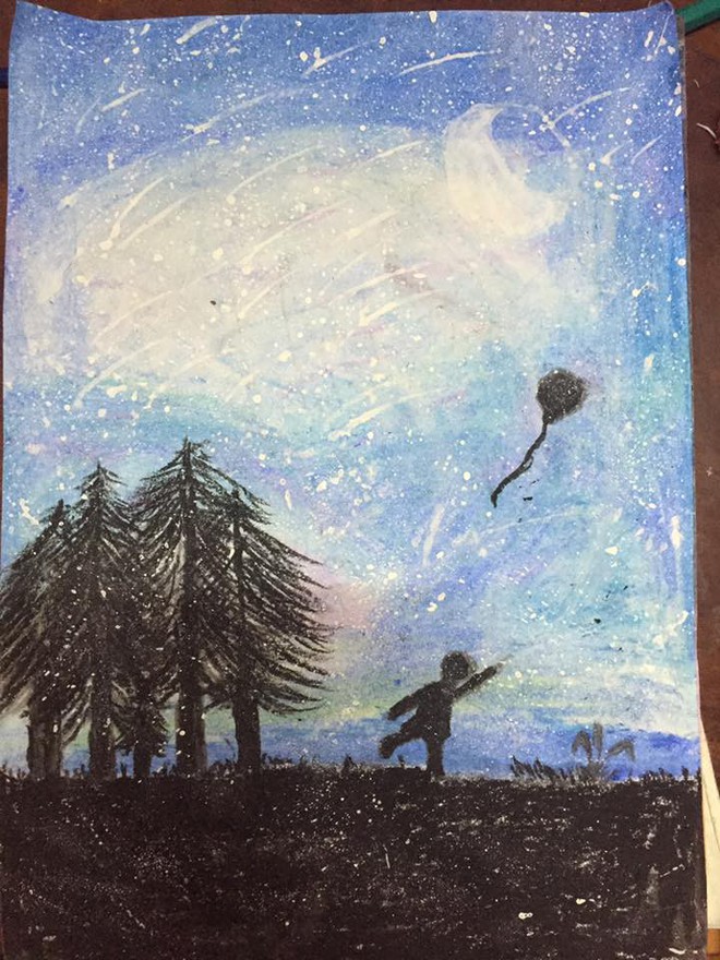 Những bức tranh vẽ bầu trời đẹp chẳng thua gì họa sĩ xịn của cô bé 12 tuổi ở Hà Nội - Ảnh 3.