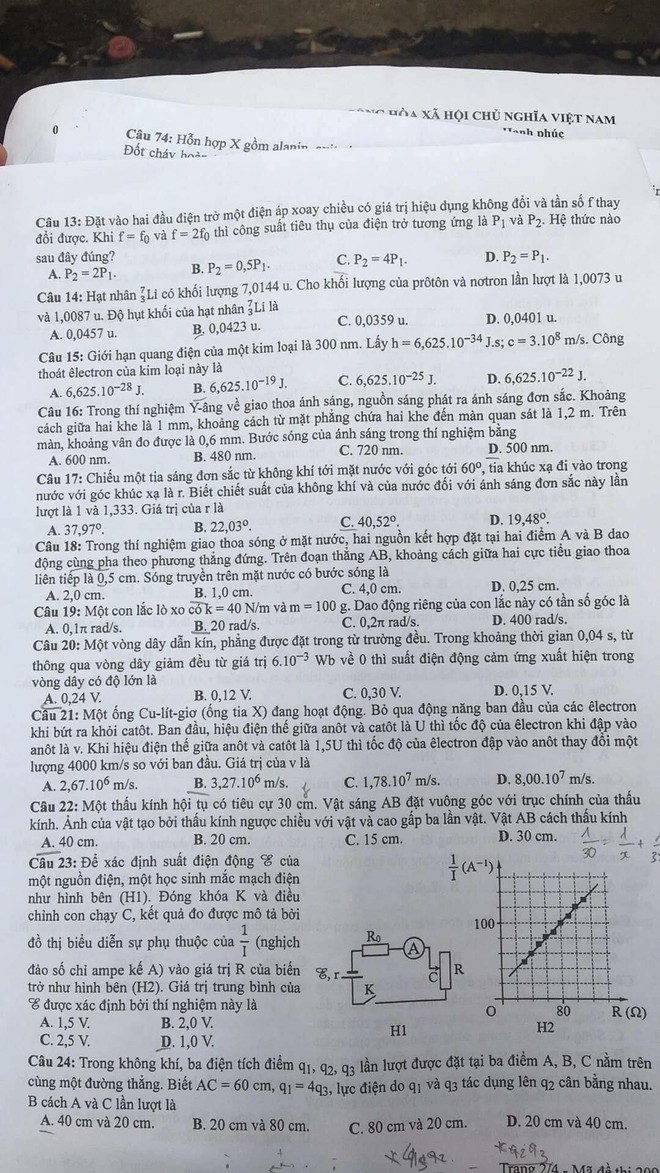 Đề thi Vật Lý: Đề rất khó, chỉ có 10 phút nghỉ giữa các môn, thí sinh không xoay xở kịp - Ảnh 2.