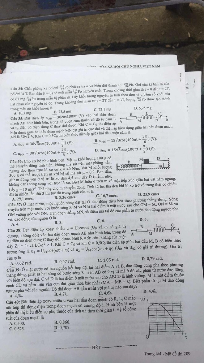 Đề thi Vật Lý: Đề rất khó, chỉ có 10 phút nghỉ giữa các môn, thí sinh không xoay xở kịp - Ảnh 4.