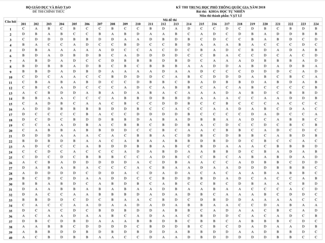 HOT: Đáp án chính thức các môn thi THPT Quốc gia của Bộ GD&ĐT - Ảnh 12.