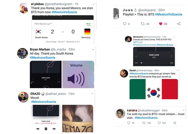 Hàn Quốc thắng Đức, fan Mexico bỗng réo gọi BTS và phát cuồng trước ca khúc Fake Love vì lý do này - Ảnh 2.