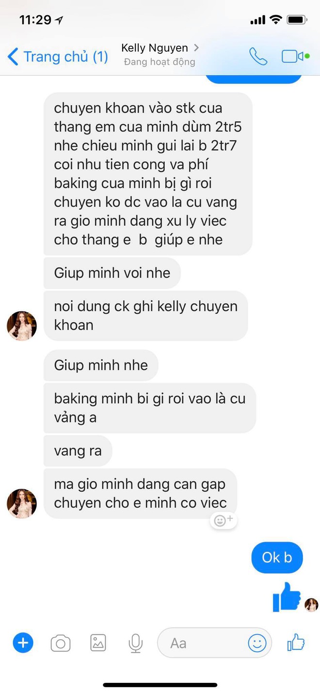 Kelly Nguyễn inbox Huyền Baby mượn tiền: Cẩn thận, là hacker đấy! - Ảnh 1.