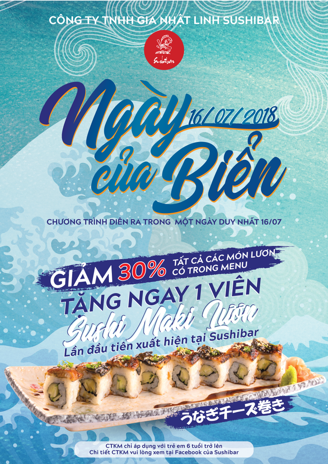 Ngập tr&agrave;n ưu đ&atilde;i nh&acirc;n Ng&agrave;y của biển tại nh&agrave; h&agrave;ng Sushibar - Ảnh 1.